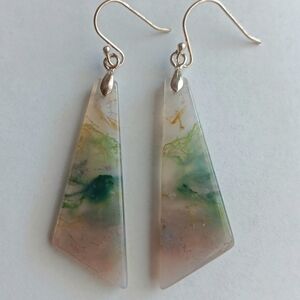 Moss Agate Gemstone Earrings with 925 Sterling Silver Findings